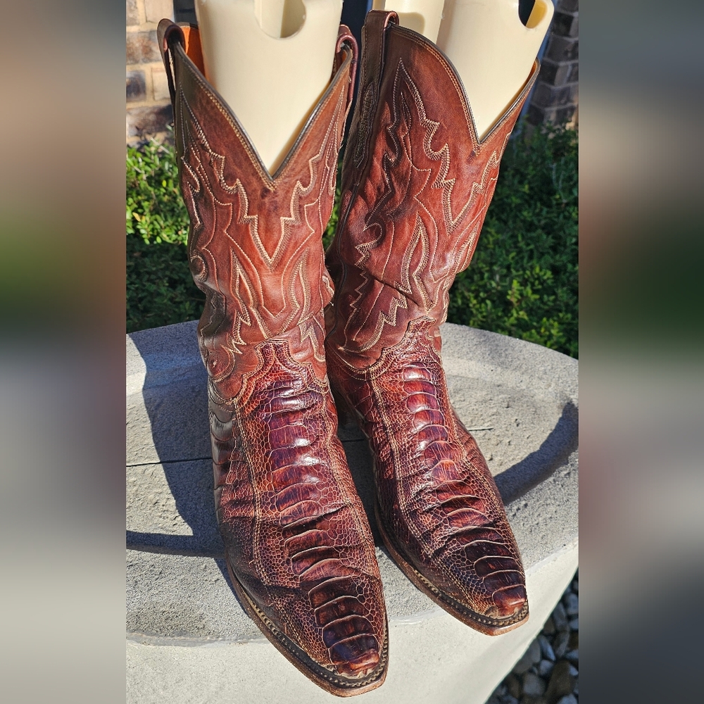 Men's Lucchese Ostrich Leg Western Boots 11.5D - Picture 2 of 9